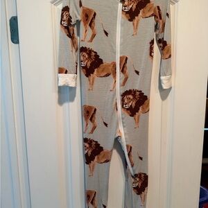 Milkbarn Lion Print Kids PJ’s in Gray and Brown - Bamboo